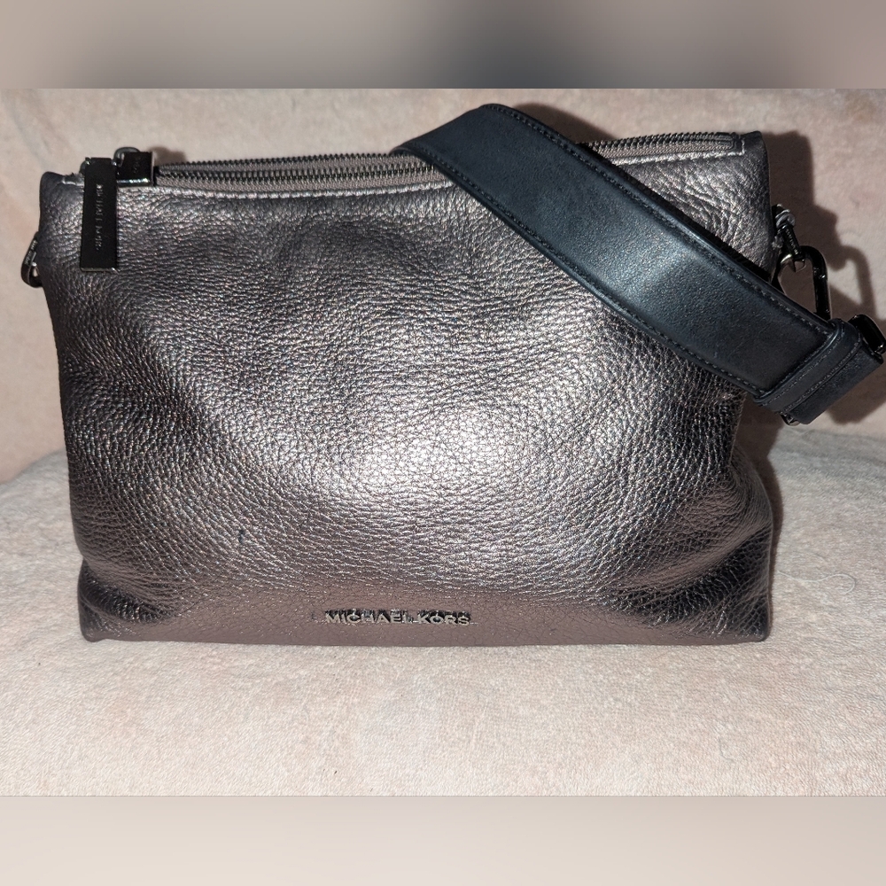 Michael Kors Metallic Shoulder Bag with Black Strap